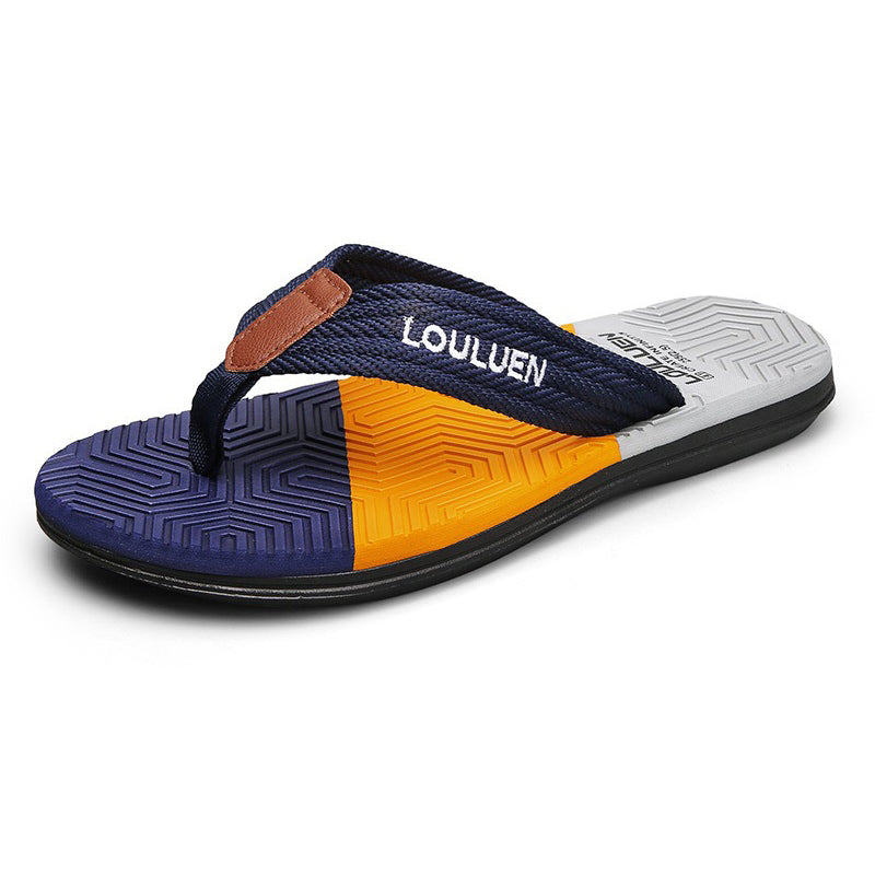 Tong orthopédique homme style tressé léger bleu