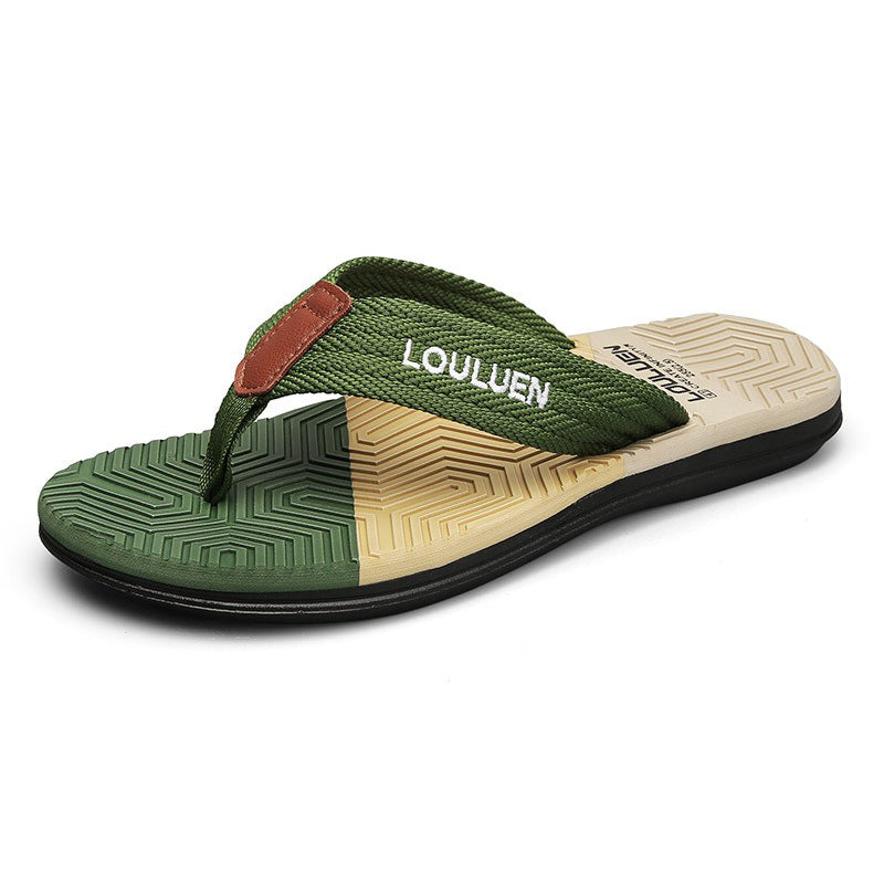 Tong orthopédique homme style tressé léger vert