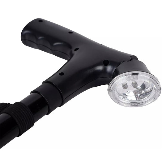 Canne orthopédique pliable télescopique avec poignée et lumière