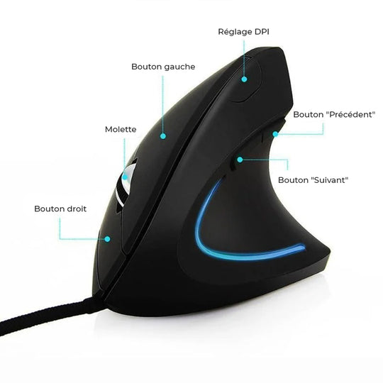 Souris orthopédique filaire ergonomique gaming